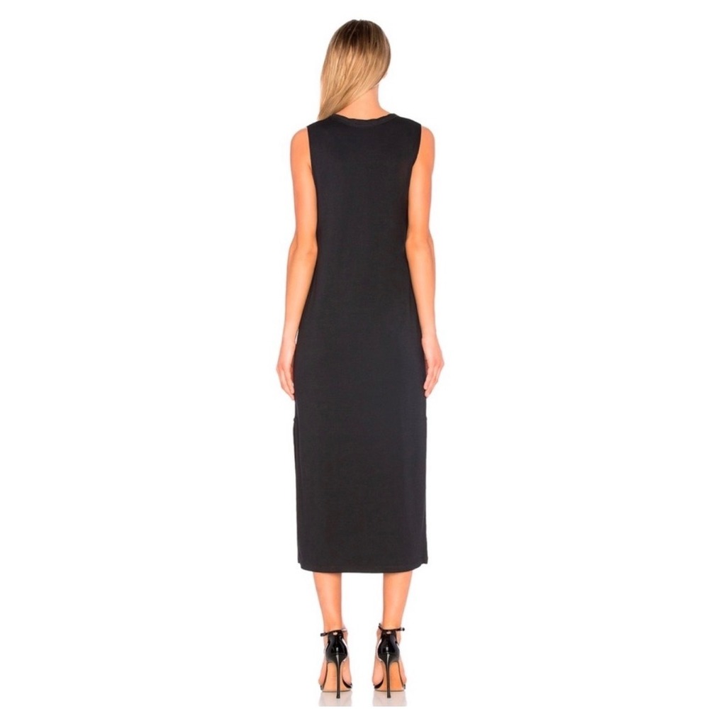 Rag & Bone Black Phoenix V-Neck Dress Sleeveless Midi Modal Cotton XS - Picture 2 of 7